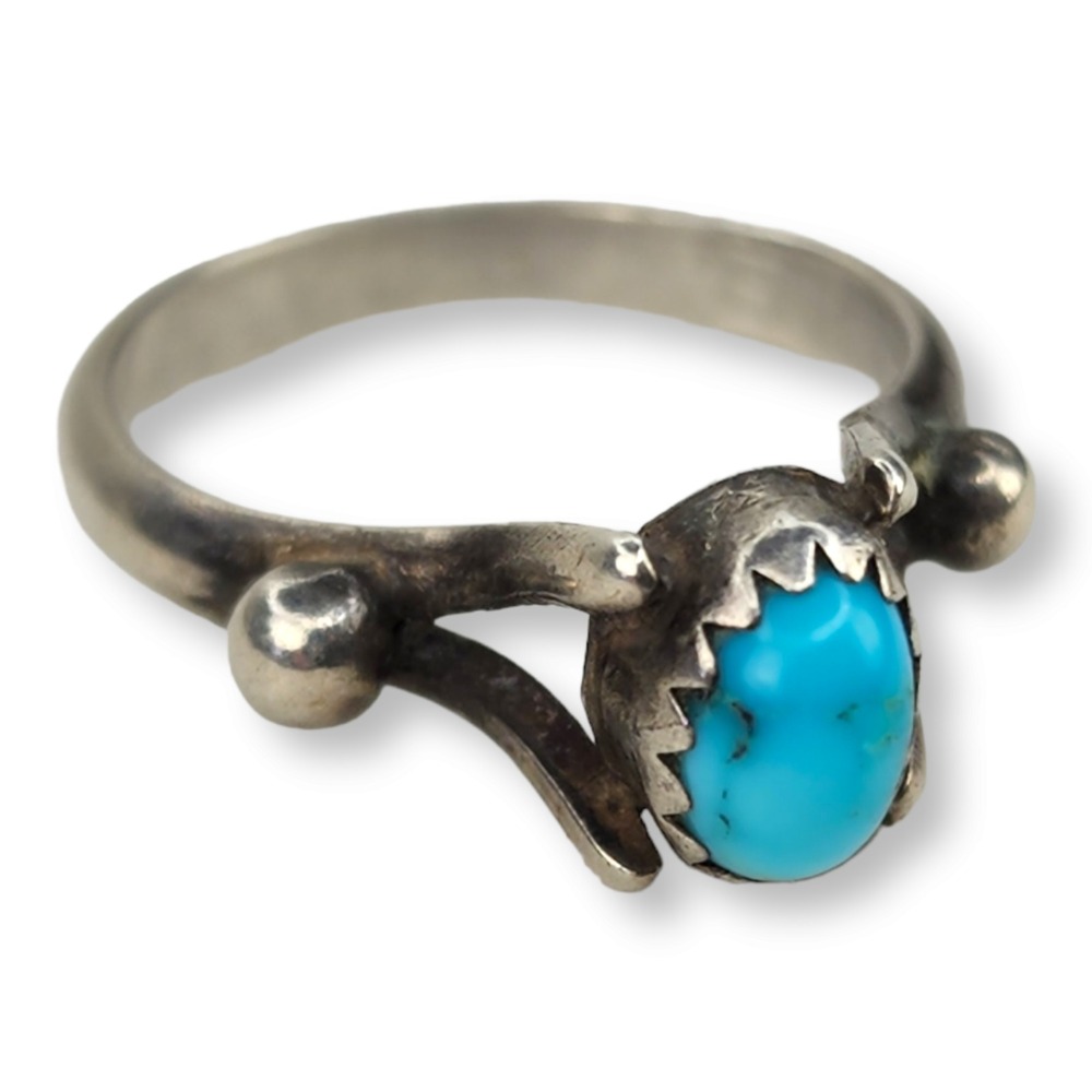 Vintage‎ Southwestern Sterling Silver 925 Turquoise Ring Size 4.75